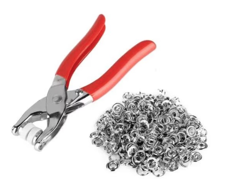 Set cleste rosu pentru capsat din metal cu capse incluse si manere antiaderente